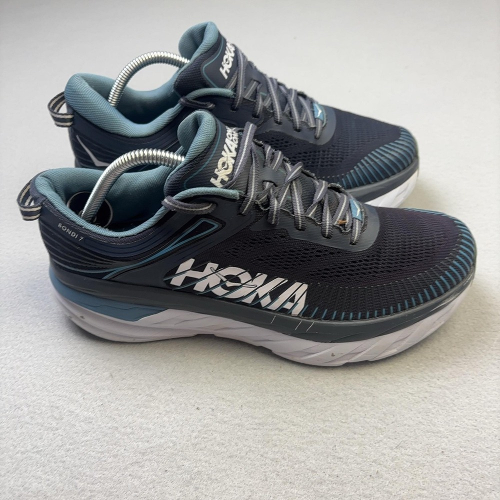 Hoka One One Bondi 7 Shoes Mens Size 9 Gray Cushioned Running Sneakers 1110518